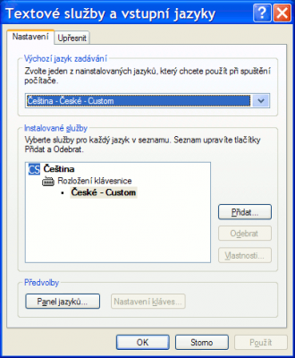 Anglickou a českou klávesnici jsem zrušil, nepoužívám je.