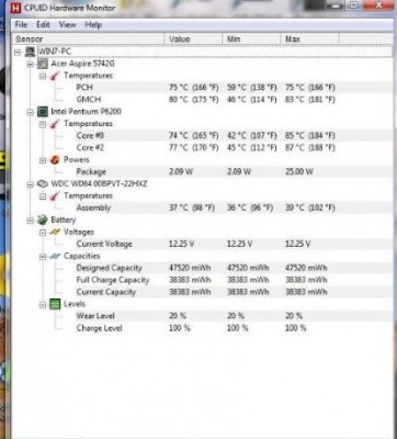 Tady přikládám teploty o notebooku