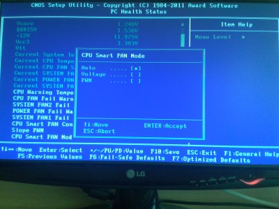 Nastavení CPU Smart FAN (výchozí Auto)
