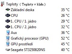 Teploty mého PC v klidu...