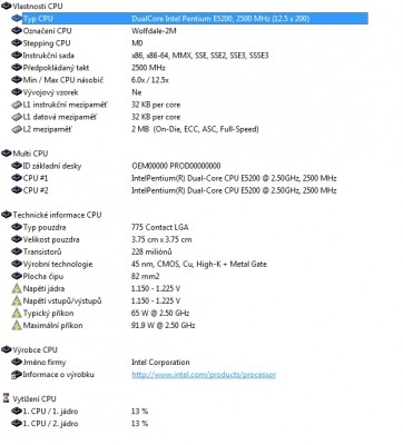 Screen z EVEREST po &quot;přetaktování&quot;
