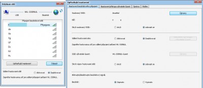 Možnosti WiFi - vyhledání sítí a nastavení