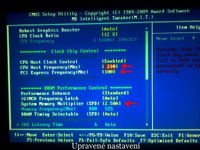 Upravené nastavení