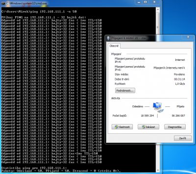 pingLAN.png (164.75 KiB) Zobrazeno 590 x LAN - cat 5e, gigabit