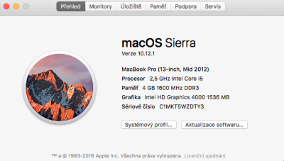 Specifikace Macbooku