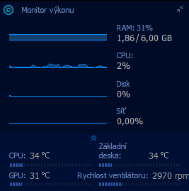teploty mimo zátěž