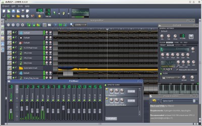 lmms-0.4.0-1.jpeg (237.41 KiB) Zobrazeno 944 x Song-Editor, FX-Mixer, Project Notes a sledování nástrojů