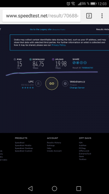 Na zarizenich kde se wifi nacte speed meter ukazuje normalni rychlost.