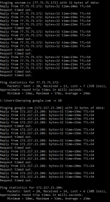Ping a packet loss