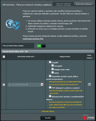 Filtr webových stránek