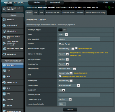 Základní nastavení WiFi