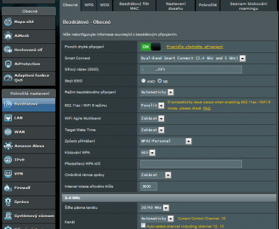 Základní nastavení WiFi