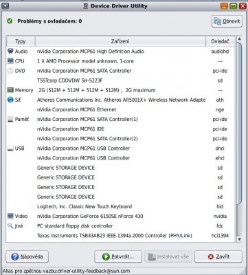 Podpora HW je velmi dobrá, ovladače jsou v jádru.