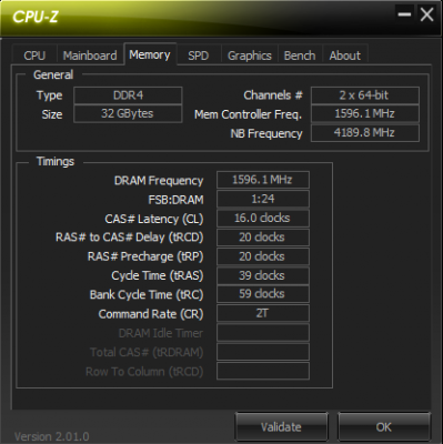 CPU-Z Memory DDR4 3200 CL16