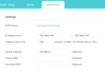 Rozsah IP adres v routeru.