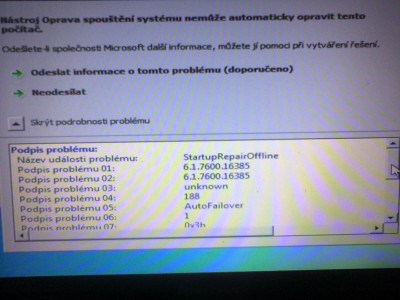 Problém při obnově 1