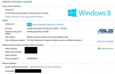 Informace o NOTEBOOKU